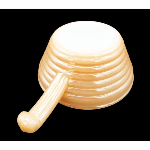 Fire-King Bowl Peach Luster Beehive Handled Oven Ware 19 Vintage 7" Midcentury - Picture 11 of 13